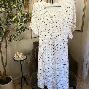Ellison Linen Blend Polka Dot Midi Dress